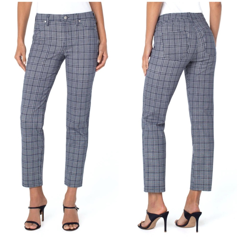 New Stitch Fix Liverpool Madonna Slim Jean‎ Blue & White Plaid Size 4/27